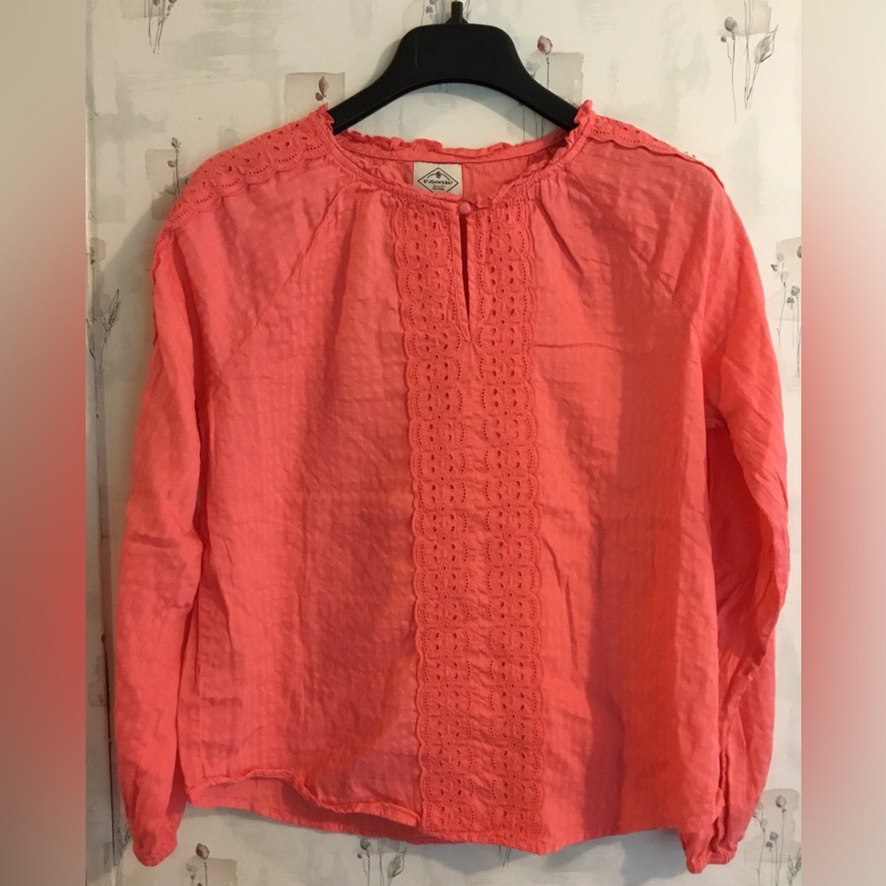 2/$20 St. John’s Bay Coral, long sleeve, peasant top with eyelet lace details
